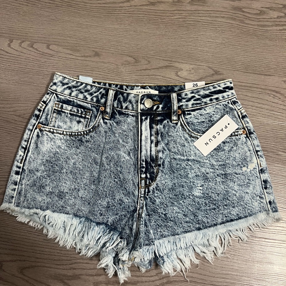 PacSun Black Jean Shorts with Frayed Hem